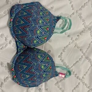 Victoria's Secret Geometric Blue and Green Bra